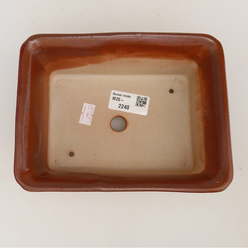 Keramische bonsaipot 18 x 14 x 7 cm, kleur bordeauxrood