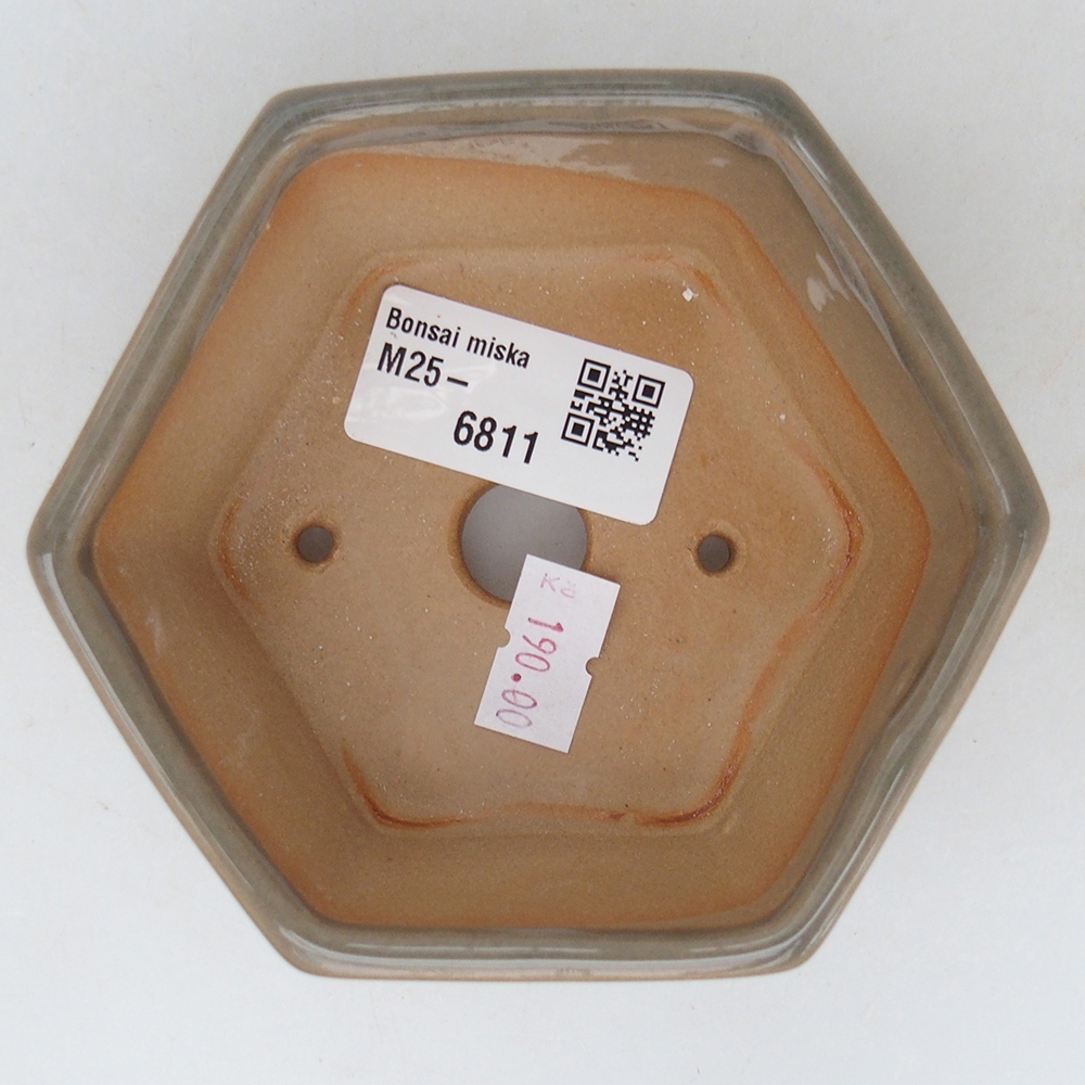 Bonsaischaal van keramiek 10,5 x 9,5 x 5 cm, grijs