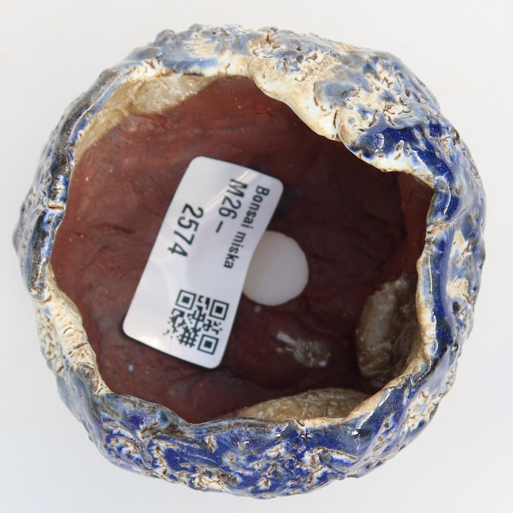 Keramische schaal  7,5 x 8 x 5,5 cm, kleur: blauw-wit
