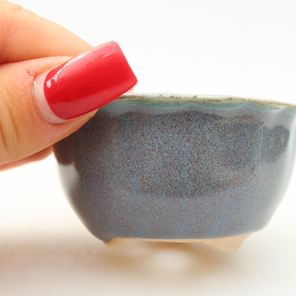 Keramische bonsaischaal 7 x 7 x 3,5 cm, kleur grijs