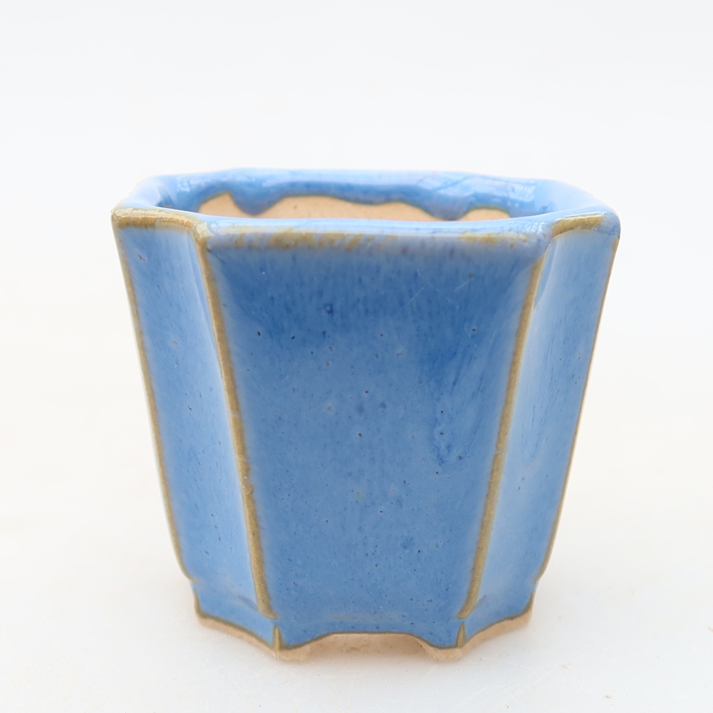 Bonsaischaaltje van keramiek 4 x 4 x 4 cm, kleur blauw