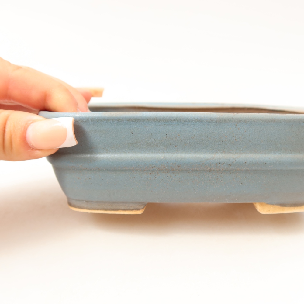 Keramische bonsaipot 14,5 x 11,5 x 4,5 cm, kleur: blauw