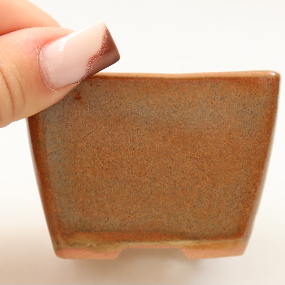 Keramische bonsaipot 6,5 x 6,5 x 5 cm, kleur bruin