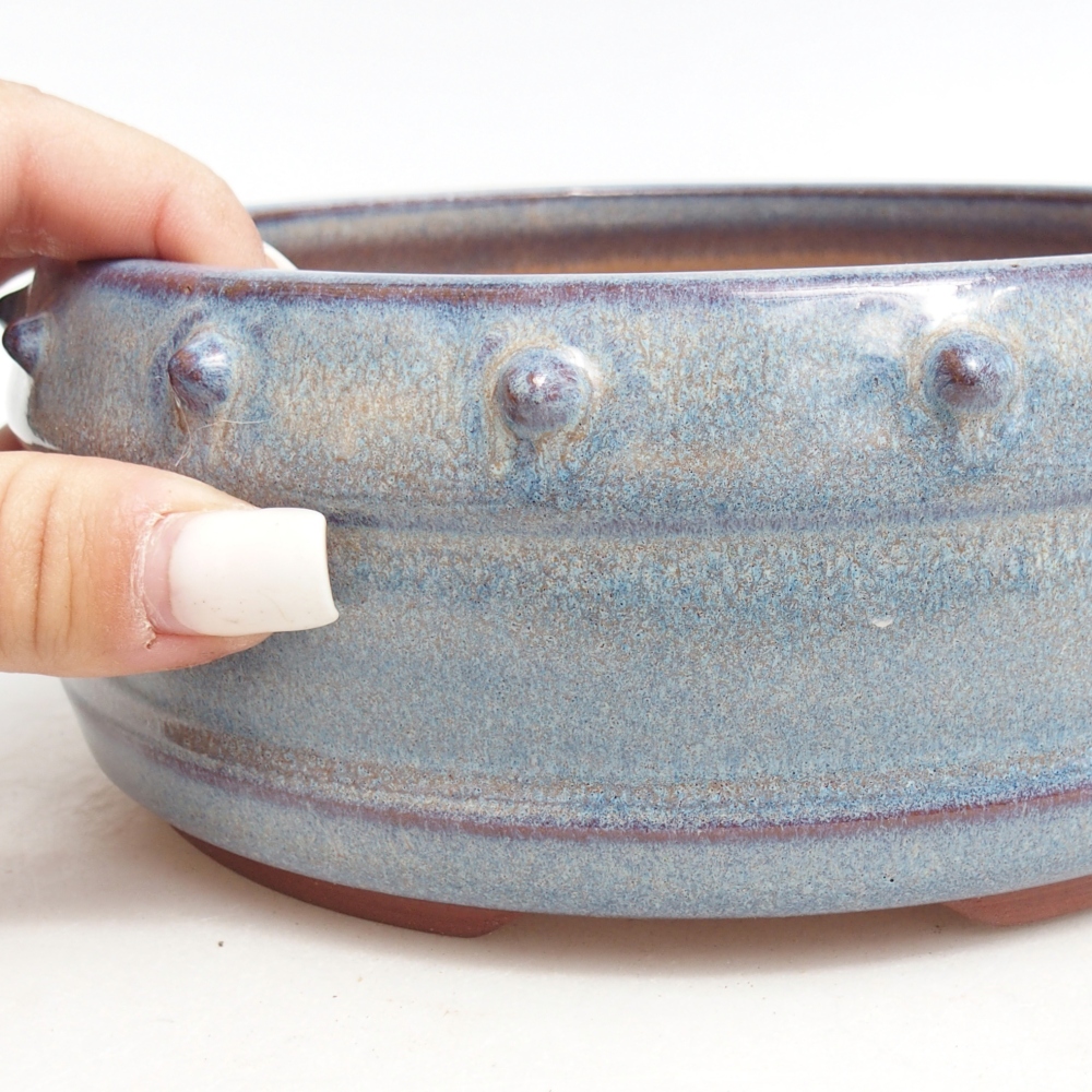 Bonsaischaal van keramiek 17 x 17 x 7 cm, kleur blauw