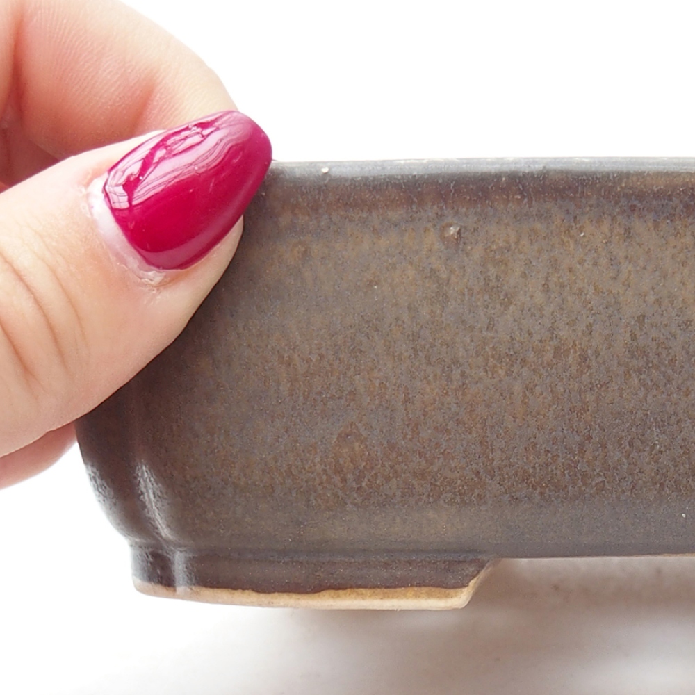 Bonsaischaal van keramiek 13,5 x 12 x 4 cm, bruin