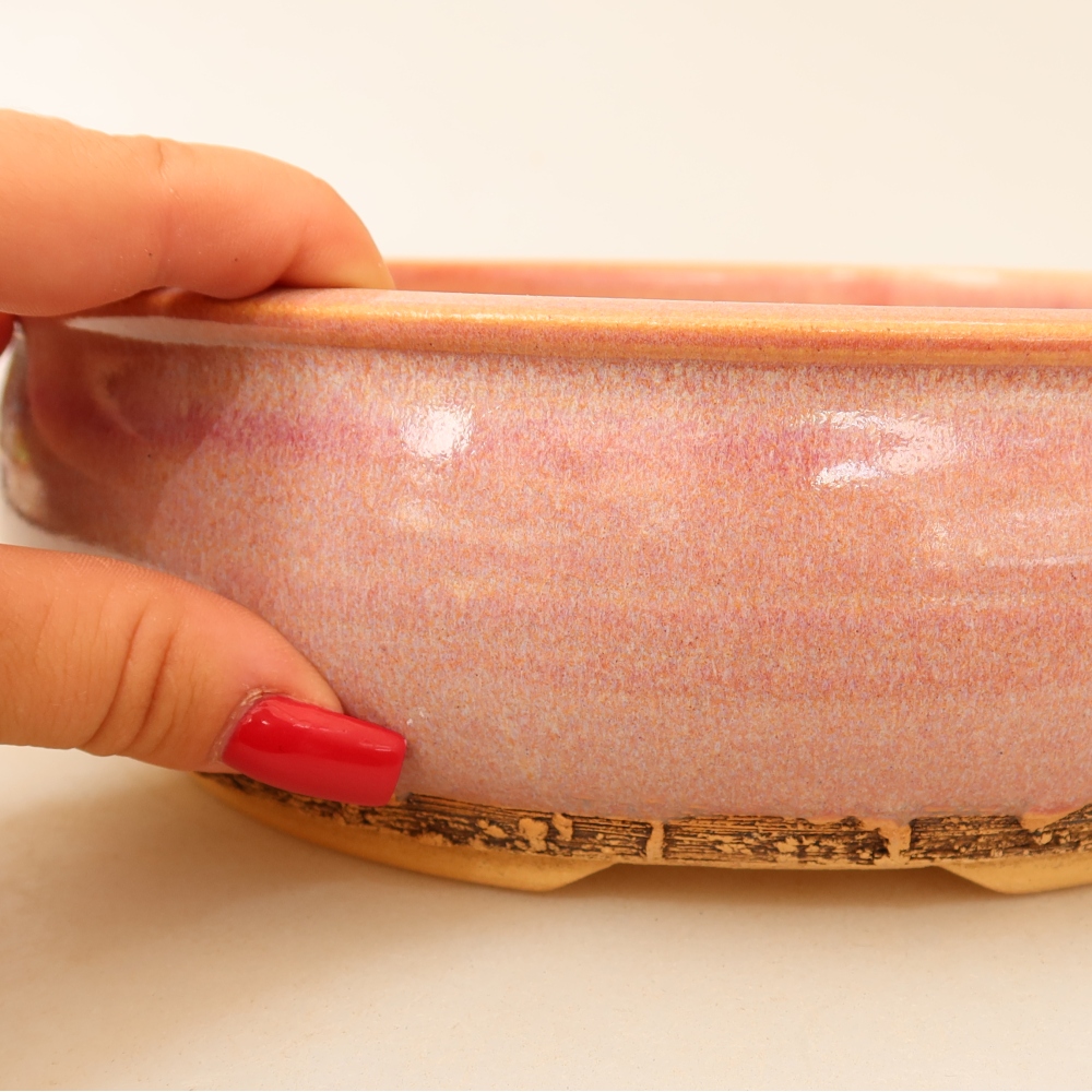 Keramische bonsaischaal 23 x 23 x 7 cm, kleur: roze