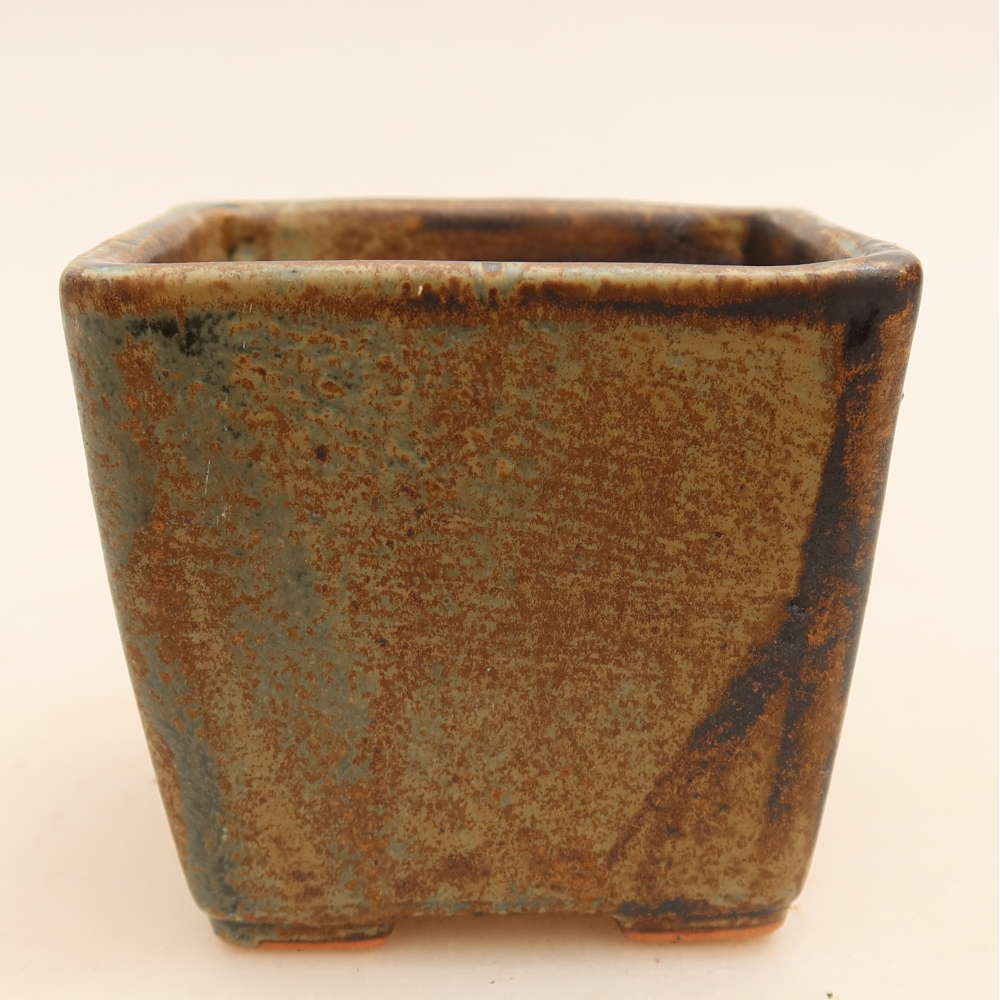 Keramische bonsaipot 7,5 x 7,5 x 6,5 cm, kleur bruin
