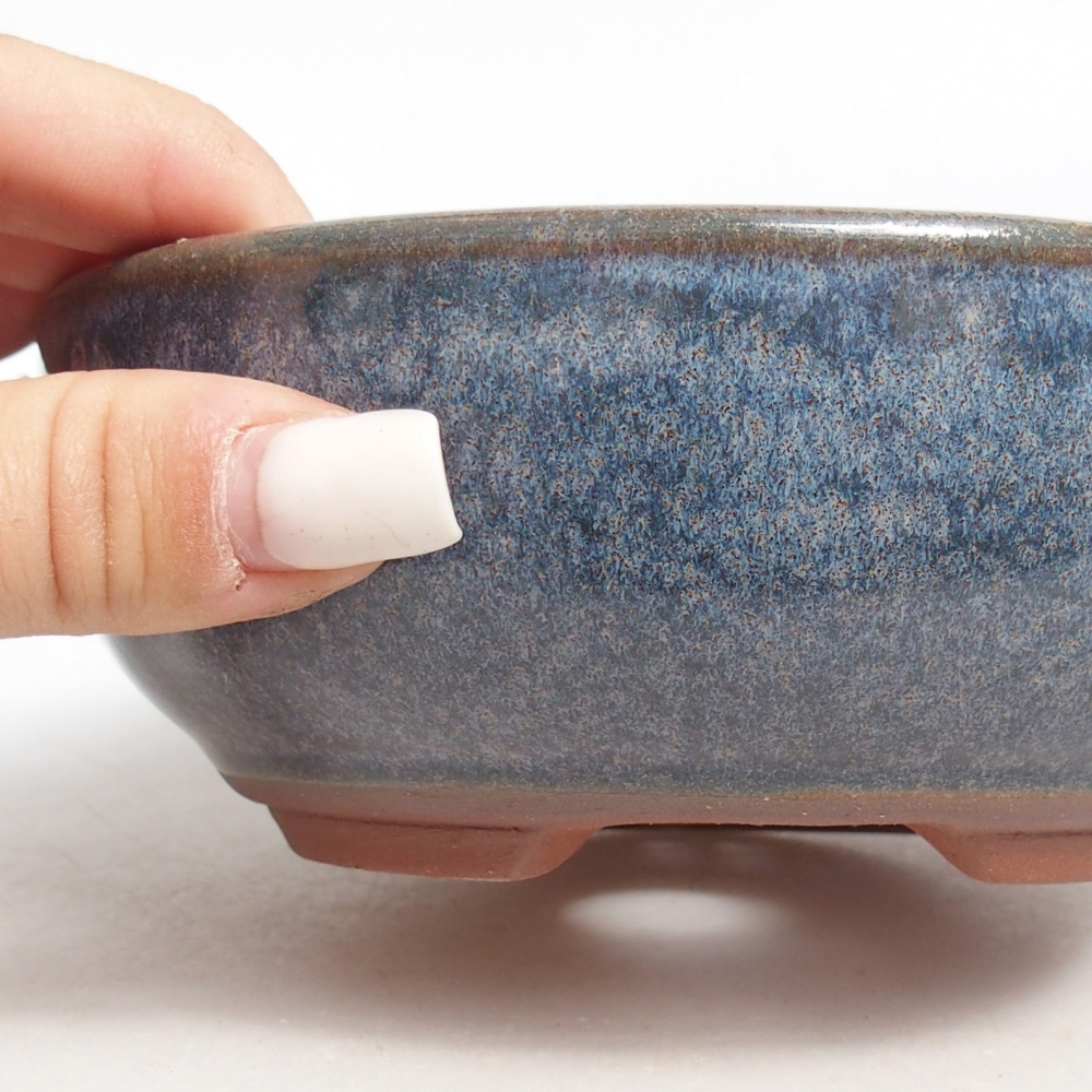 Bonsaischaal van keramiek 15 x 15 x 5,5 cm, kleur blauw