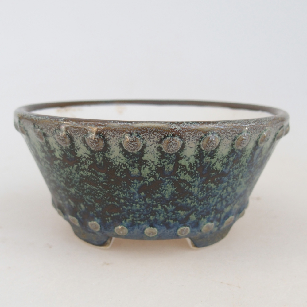 Bonsaischaal van keramiek 10,5 x 10,5 x 5 cm, groen