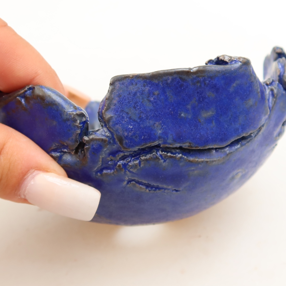 Keramische schaal  11,5 x 10,5 x 6 cm, kleur: blauw