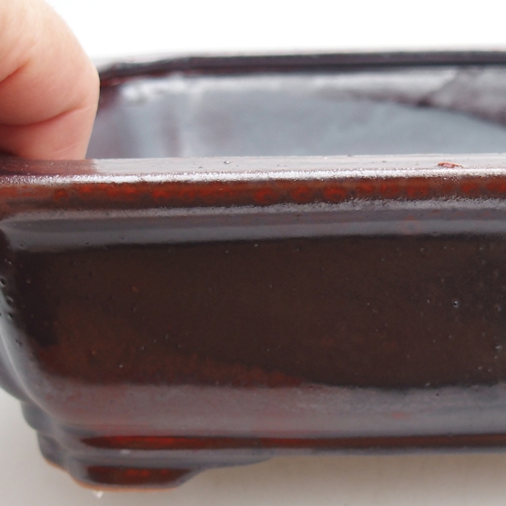 Bonsaischaal van keramiek 27 x 21 x 7 cm, kleur zwart rood