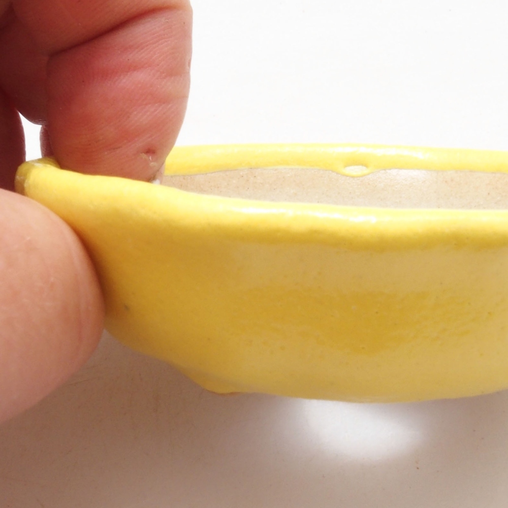 Bonsaischaal van keramiek 7 x 7 x 2 cm, geel