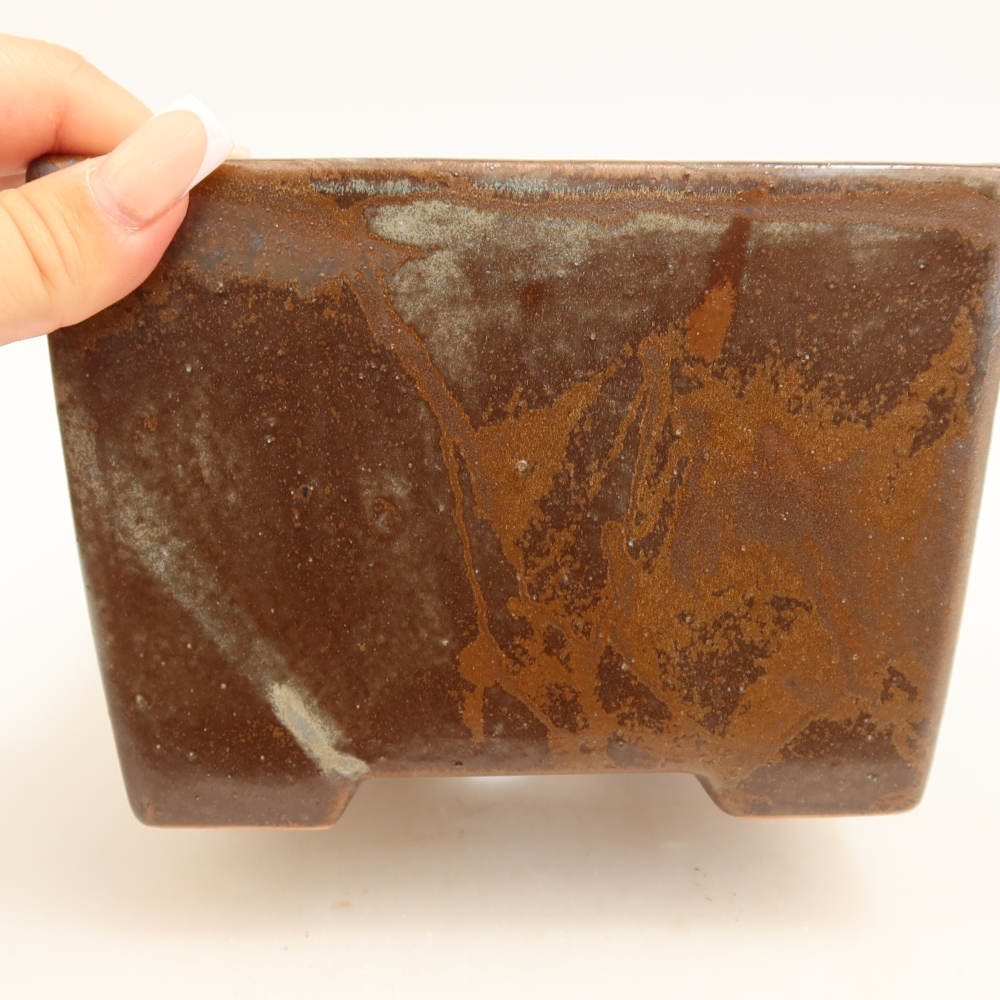 Keramische bonsaipot 15 x 15 x 10,5 cm, kleur bruin