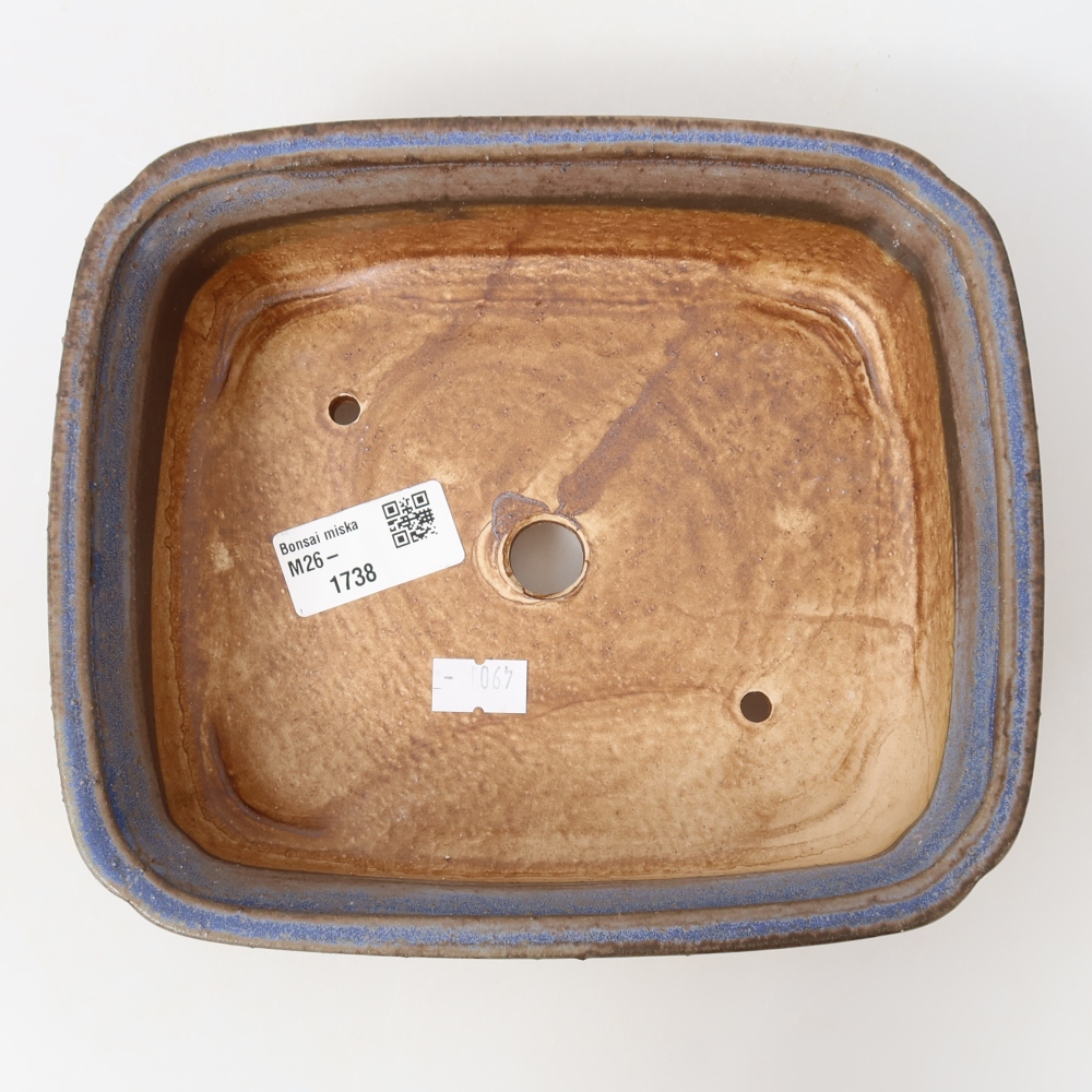 Keramische bonsaipot 19,5 x 17 x 6 cm, kleur: blauw