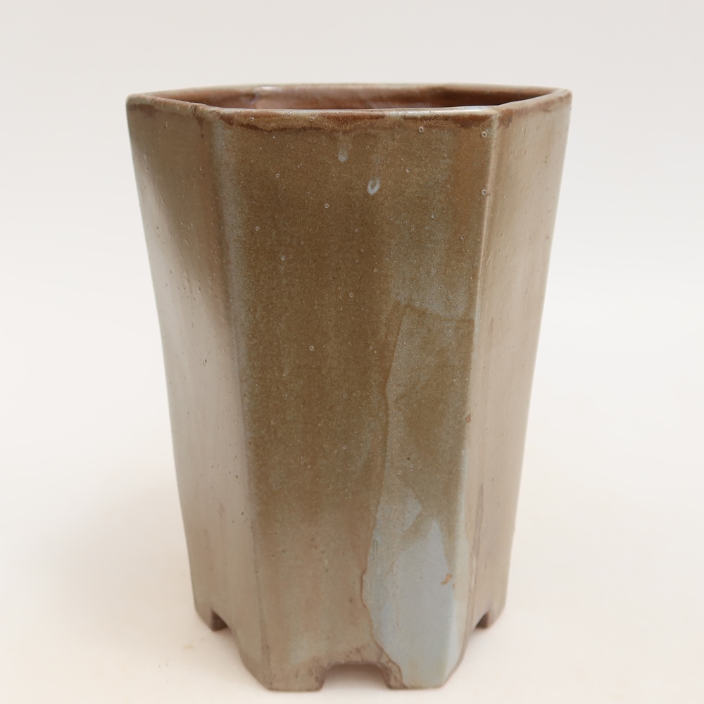 Keramische bonsaipot 13 x 12 x 17 cm, kleur bruinblauw
