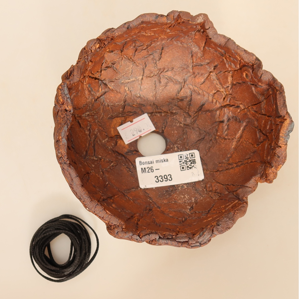Keramische schaal voor kokedama, 12 x 12 x 7,5 cm, kleur: bruin