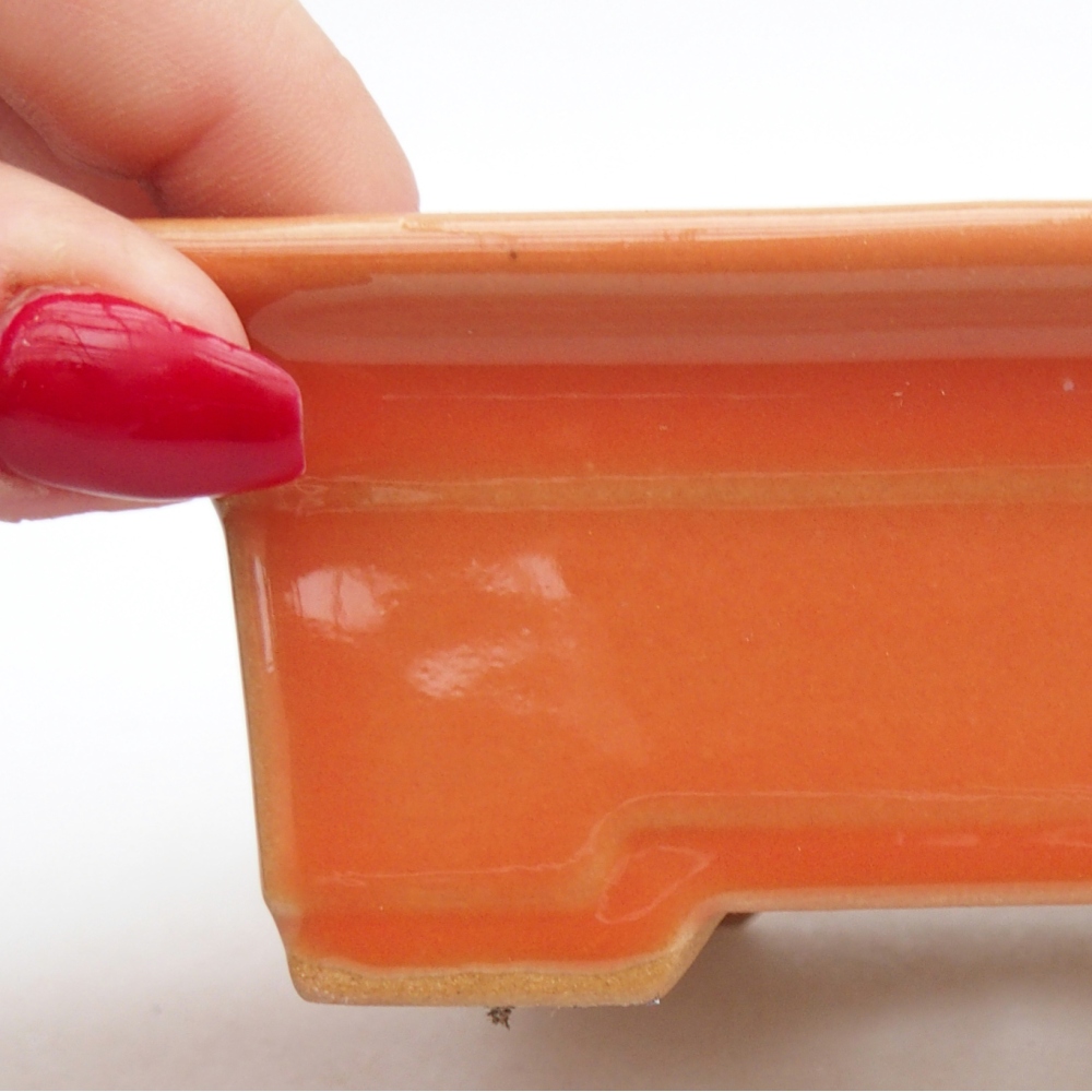 Bonsaischaal van keramiek 26 x 26 x 8 cm, kleur rood