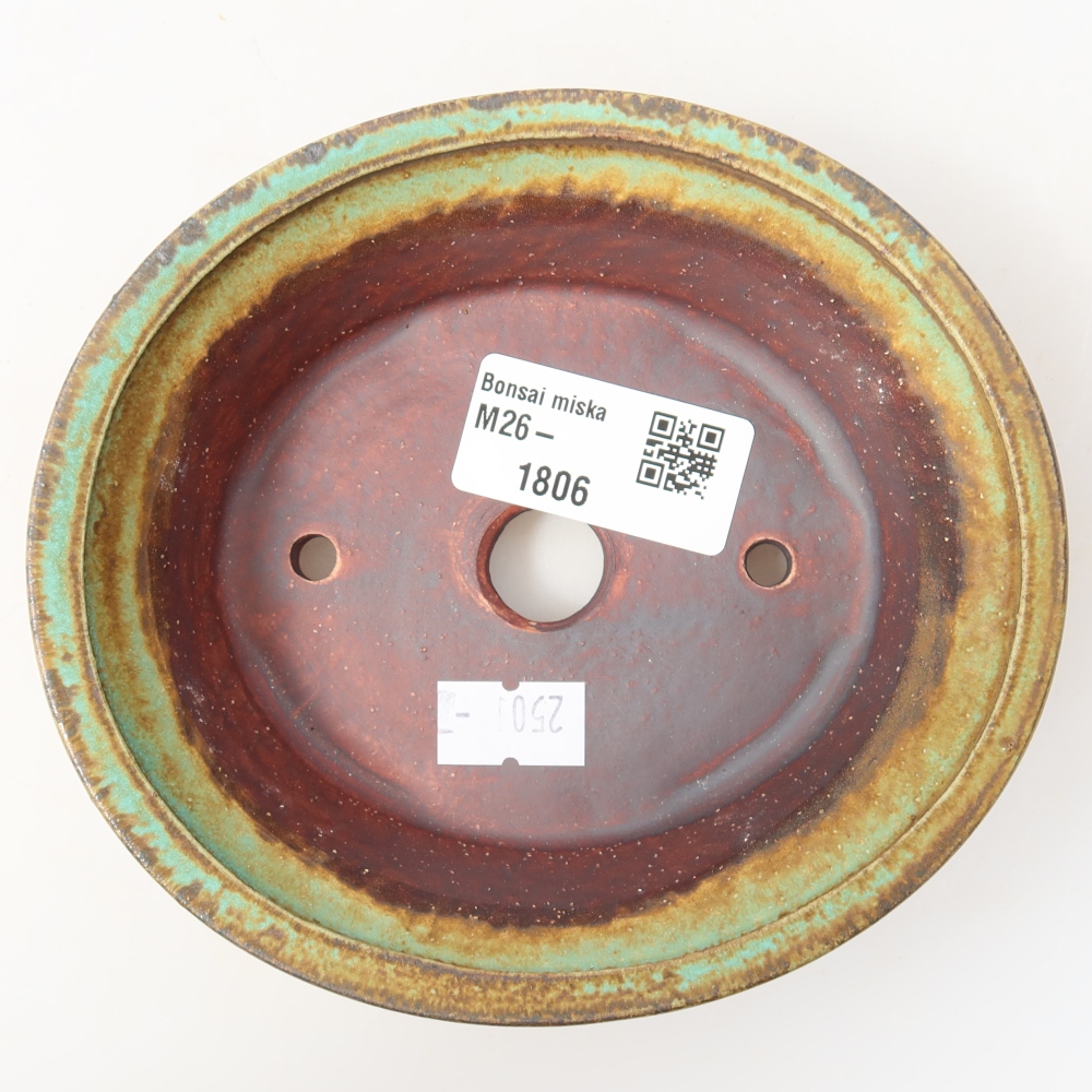 Keramische bonsaipot 12,5 x 11,5 x 4 cm, kleur groen