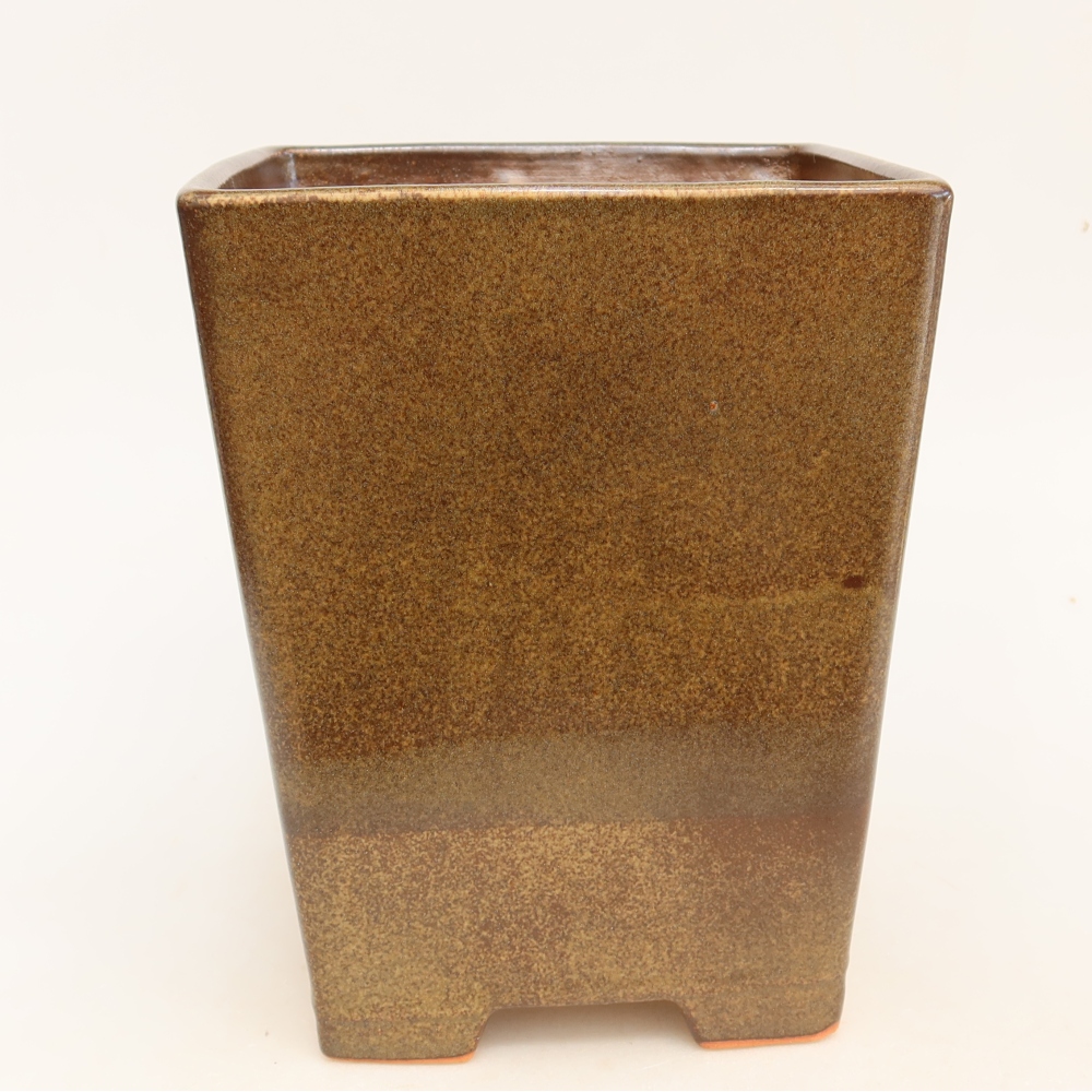 Keramische bonsaipot 15,5 x 15,5 x 19 cm, kleur bruin