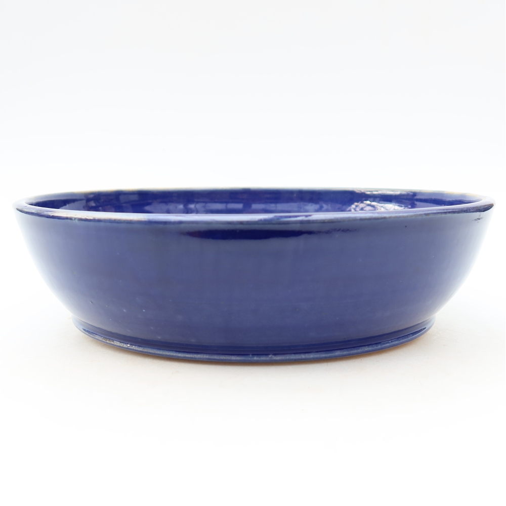 Bonsaischaal van keramiek 23 x 23 x 6 cm, kleur blauw