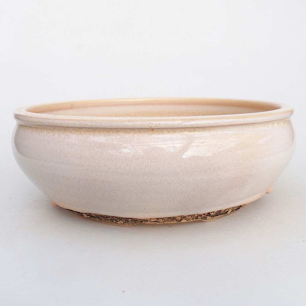 Bonsaischaal van keramiek 21,5 x 21,5 x 7,5 cm, kleur beige