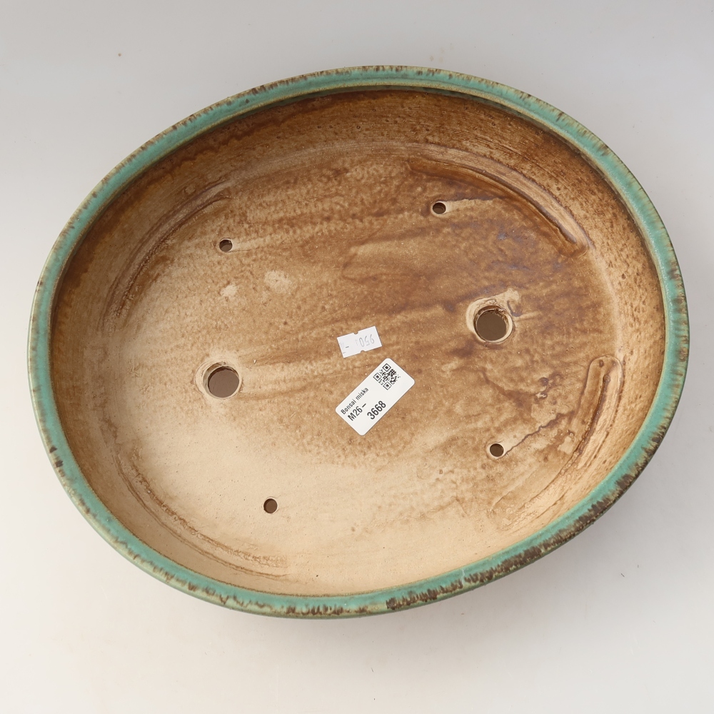 Keramische bonsaipot 32 x 27,5 x 6,5 cm, kleur groen