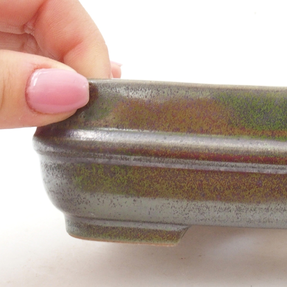 Bonsaischaal van keramiek 14 x 12,5 x 4,5 cm, groen