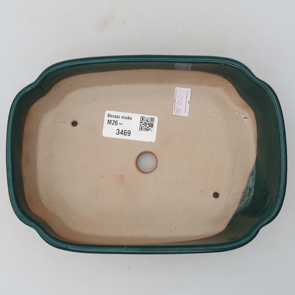 Keramische bonsaipot 18,5 x 13 x 5 cm, kleur groen