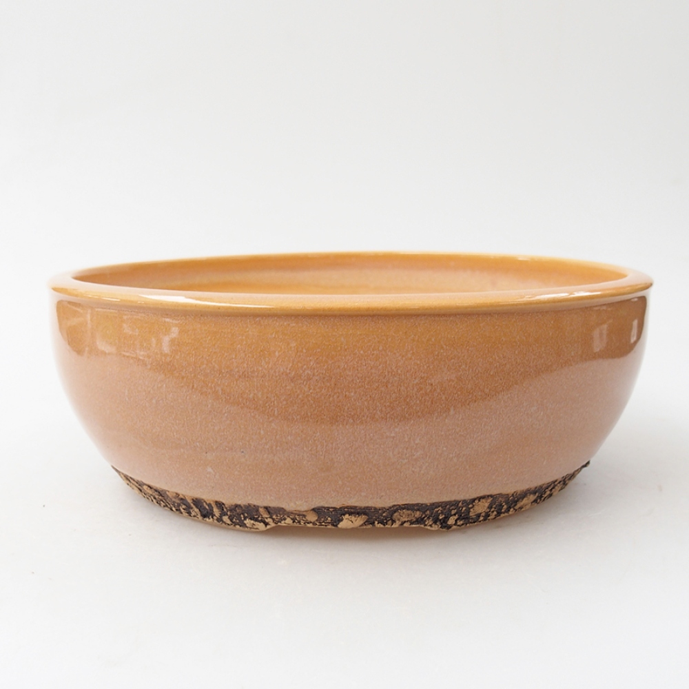 Bonsaischaal van keramiek 20,5 x 20,5 x 7,5 cm, kleur beige