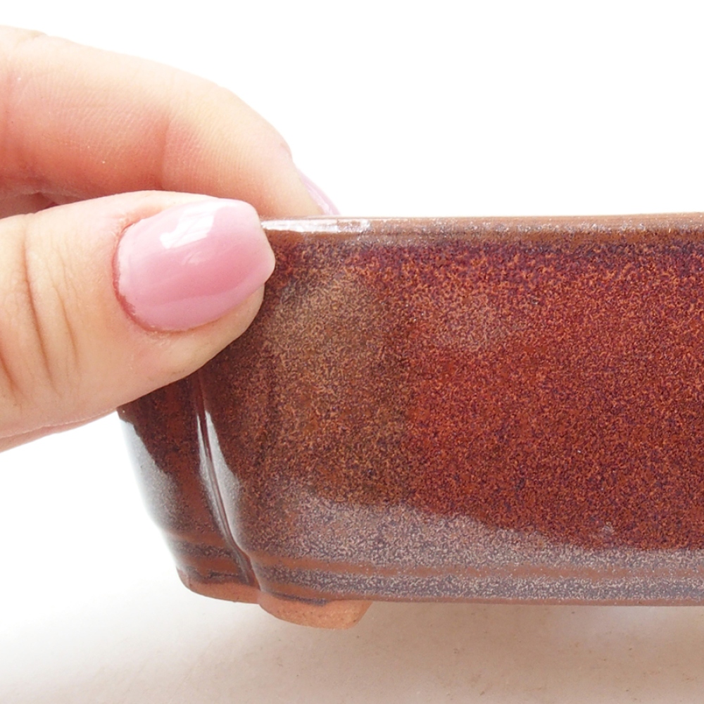 Bonsaischaal van keramiek 15 x 11,5 x 4,5 cm, bruin