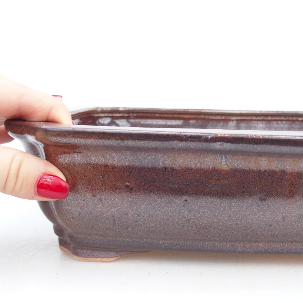 Bonsaischaal van keramiek 27,5 x 22 x 7 cm, bruin