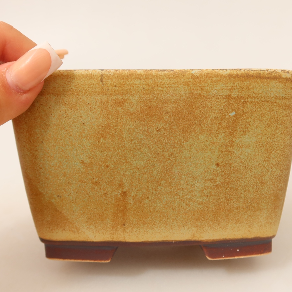Bonsaischaal van keramiek 13 x 13 x 8 cm, groen
