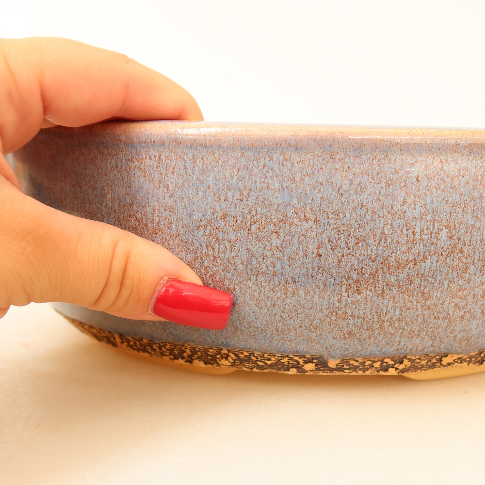 Keramische bonsaipot 24 x 24 x 7,5 cm, kleur: blauw