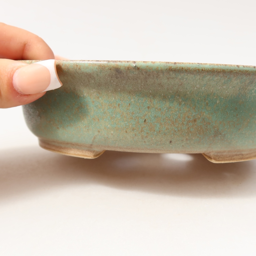 Keramische bonsaipot 15,5 x 14,5 x 4 cm, kleur groen