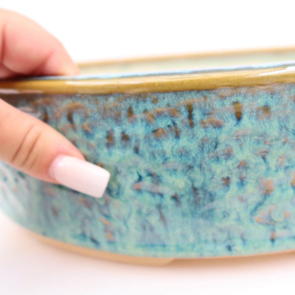 Keramische bonsaipot 31 x 31 x 8 cm, kleur: blauw