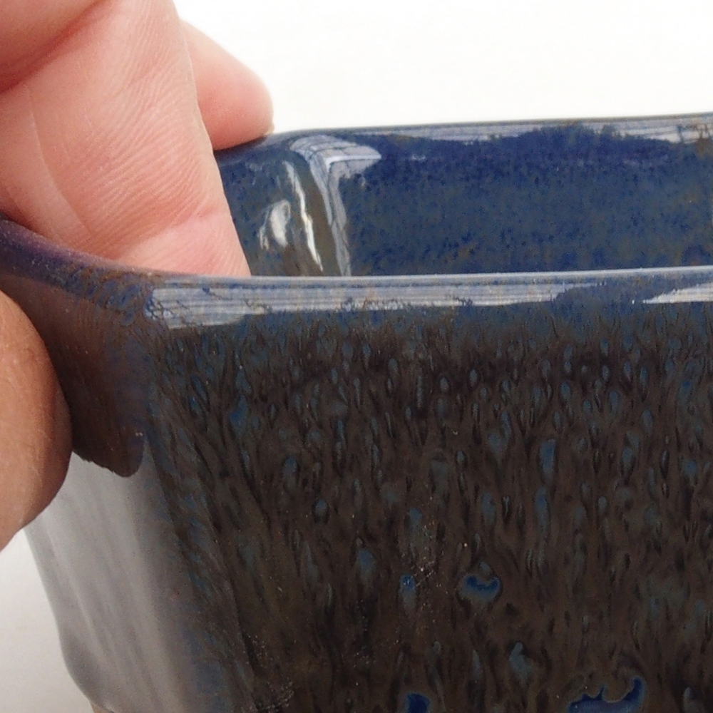 Bonsaischaal van keramiek 9,5 x 9 x 4,5 cm, kleur blauw