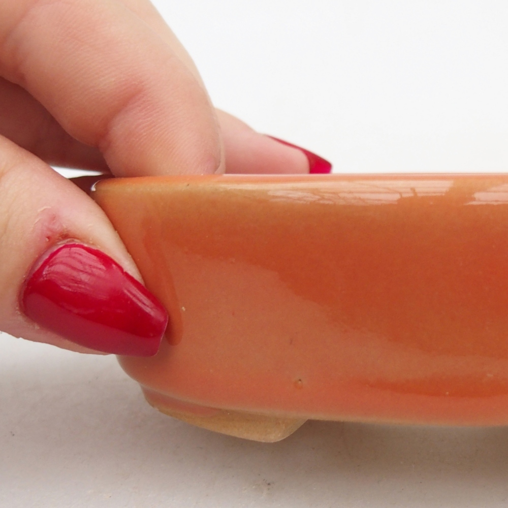 Bonsaischaal van keramiek 26 x 26 x 8 cm, kleur rood