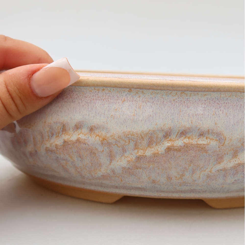 Keramische bonsaischaal 25,5 x 25,5 x 6,5 cm, kleur: beige
