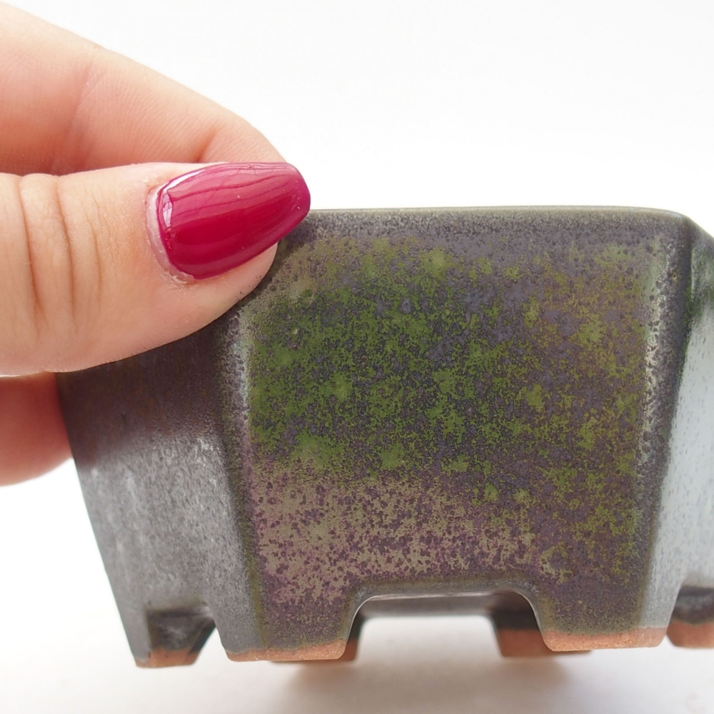 Bonsaischaal van keramiek 10 x 9 x 5 cm, groen