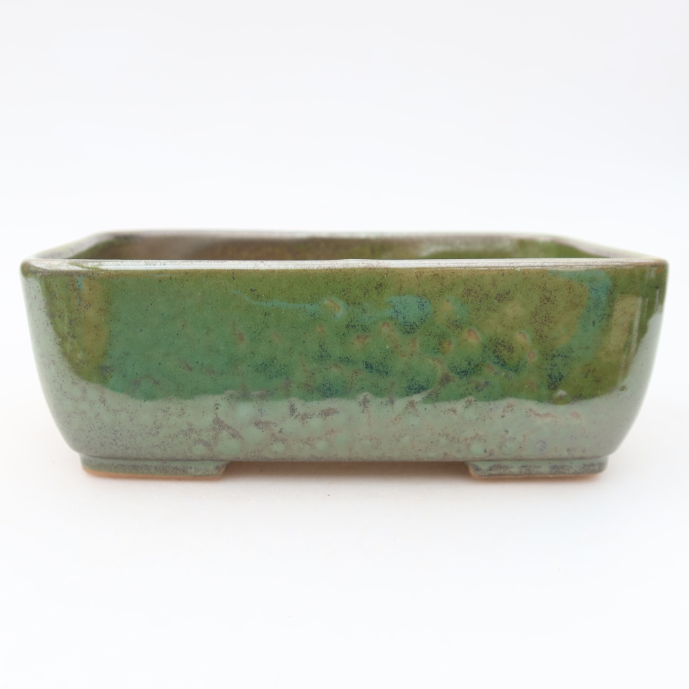 Keramische bonsaischaal 16 x 10,5 x 5,5 cm, kleur: groen