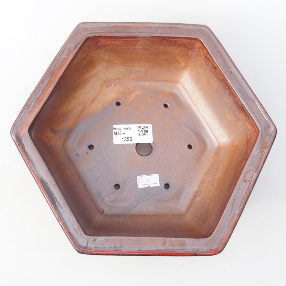 Bonsaischaal van keramiek 24 x 21 x 7,5 cm, kleur rood