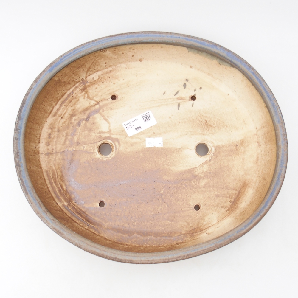 Bonsaischaal van keramiek 31,5 x 27,5 x 6 cm, kleur blauw