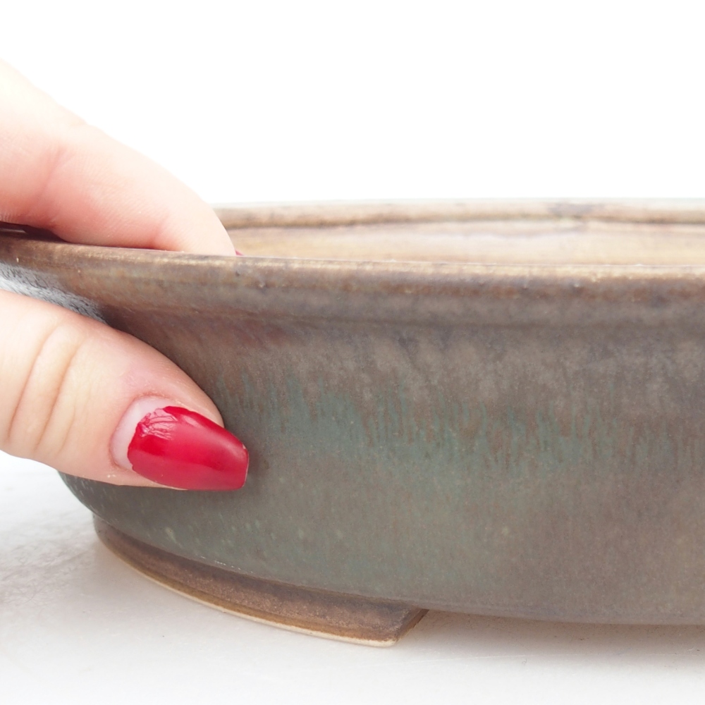 Bonsaischaal van keramiek 26,5 x 24 x 5,5 cm, groen