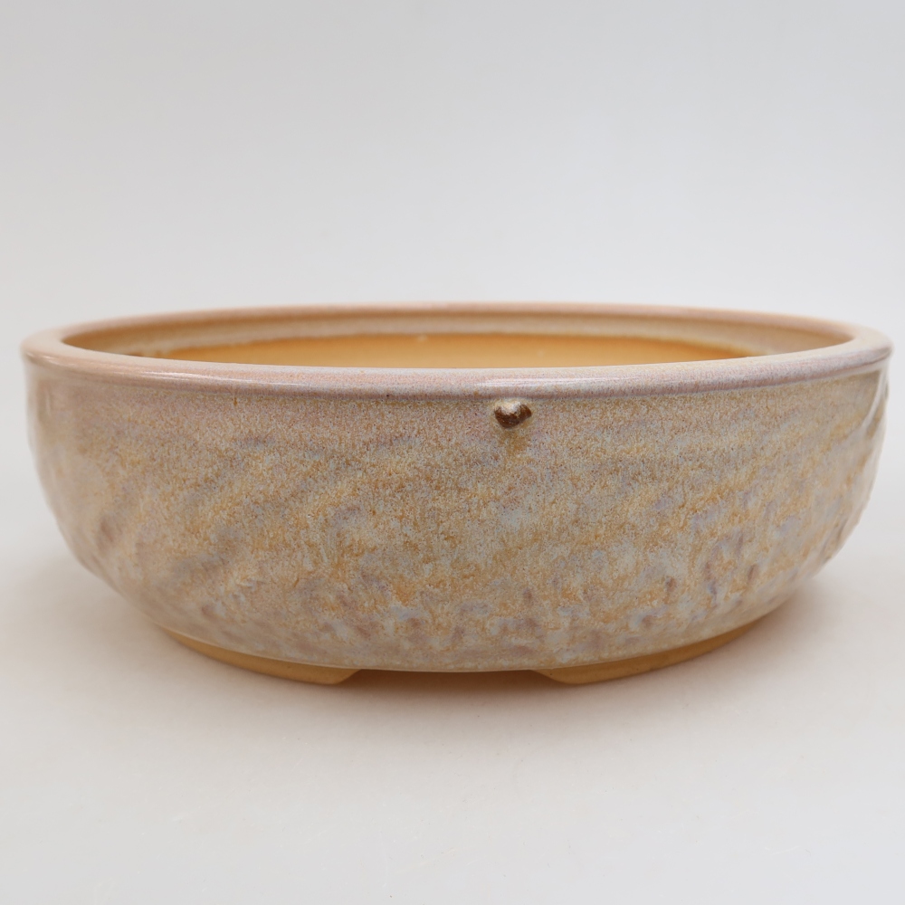 Keramische bonsaipot 22,5 x 22,5 x 7 cm, kleur beige