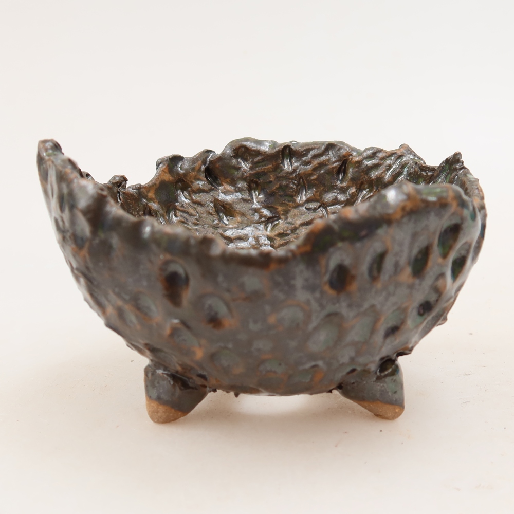Keramische schaal  10 x 9,5 x 6 cm, kleur bruingroen