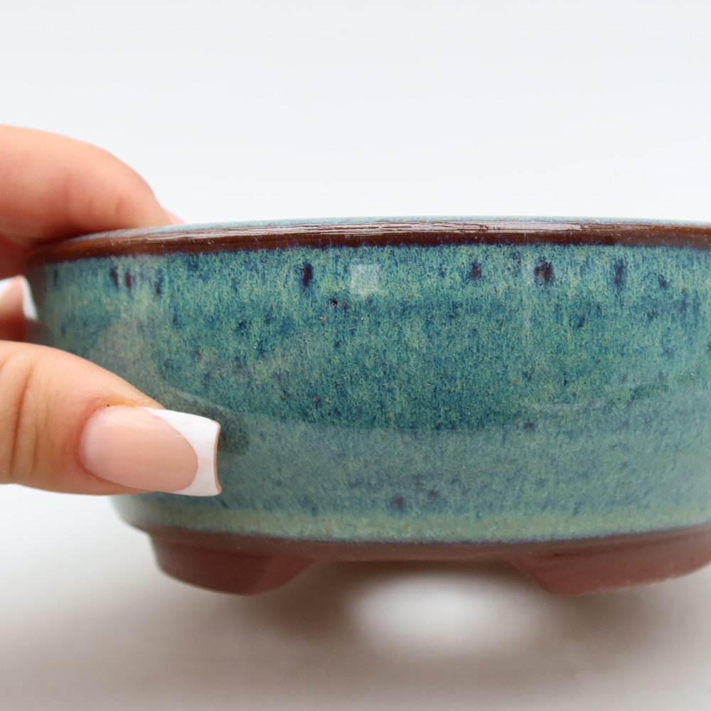 Bonsaischaal van keramiek 15 x 15 x 5,5 cm, kleur blauw