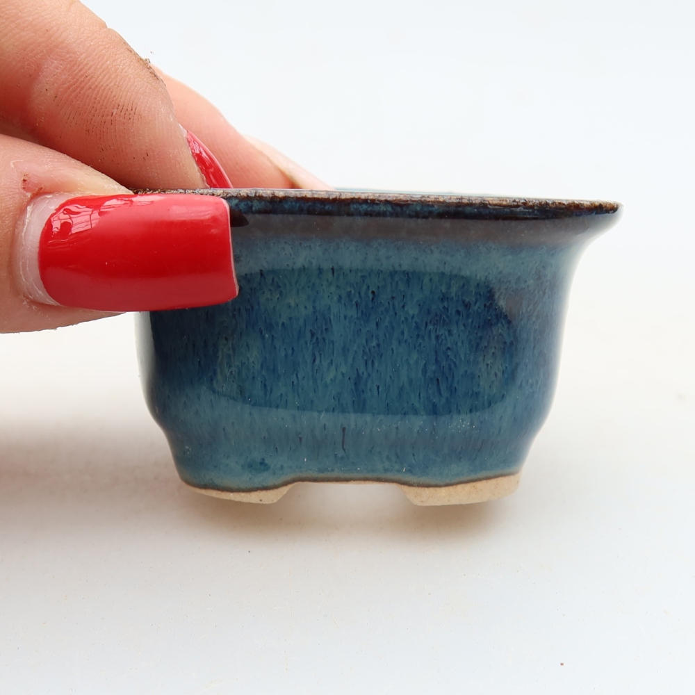 Keramische bonsaischaal 6 x 5 x 3,5 cm, kleur: blauw