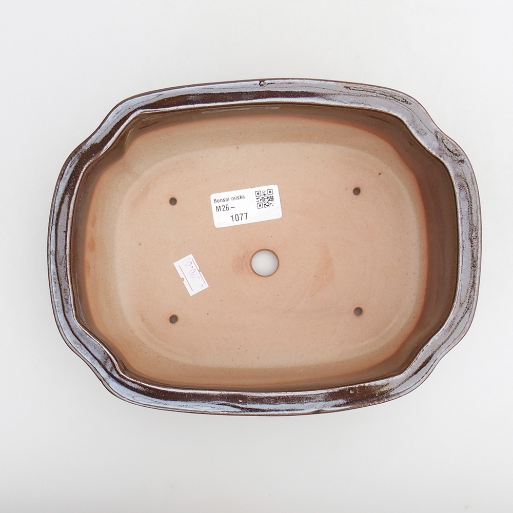 Bonsaischaal van keramiek 22 x 16,5 x 7 cm, bruin
