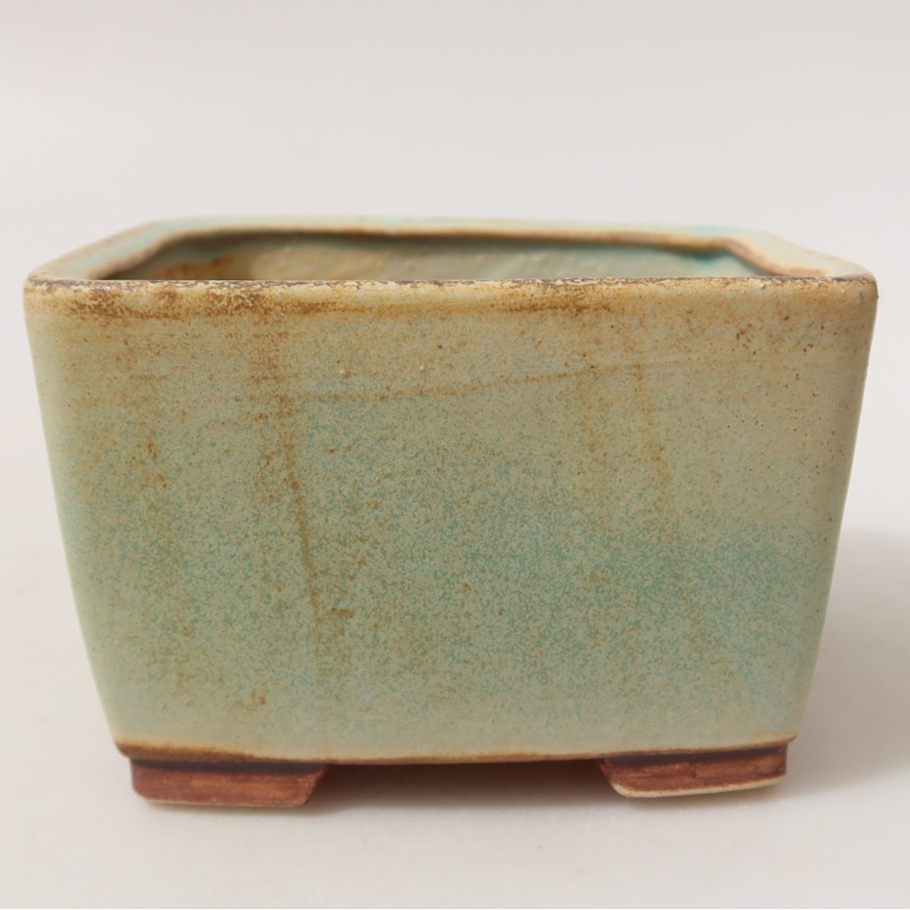 Keramische bonsaipot 10,5 x 10,5 x 7 cm, kleur groen