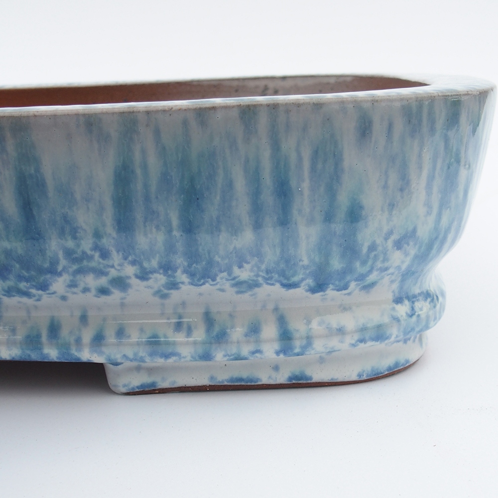 Kom 53 x 35 x 11 cm blauw-wit